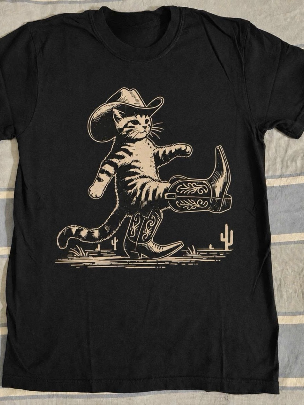 Black Cat Cowboy Graphic T-Shirt